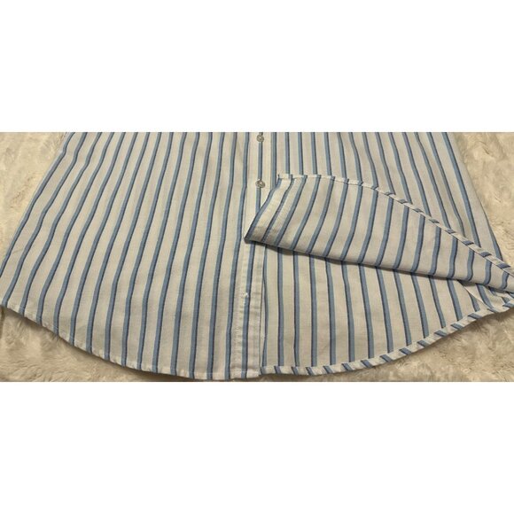 Men's Croft & Barrow Striped Button-Down White Dress Shirt Cotton Blend Size L - Picture 12 of 16